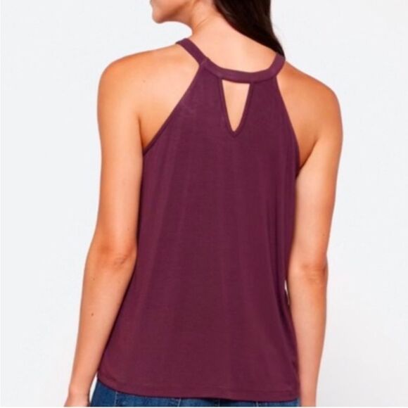 Market & Spruce Kaya Keyhole Halter Knit Top Dark Purple‎ Medium Stitch Fix - Picture 3 of 6
